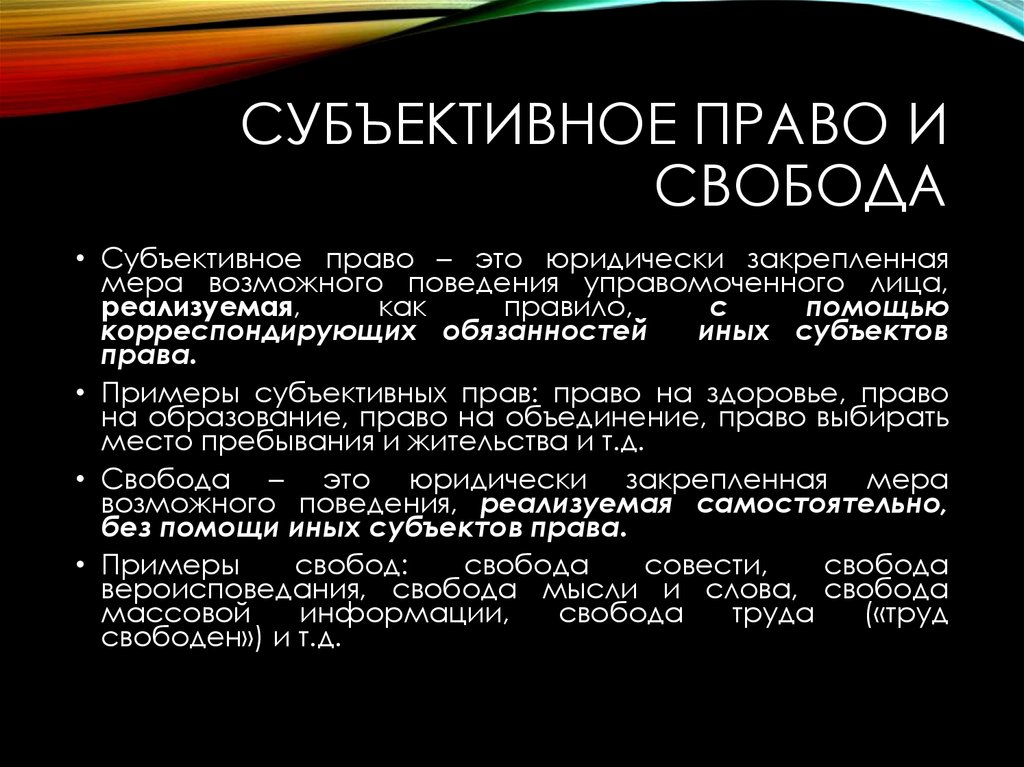 Субъективное право включает