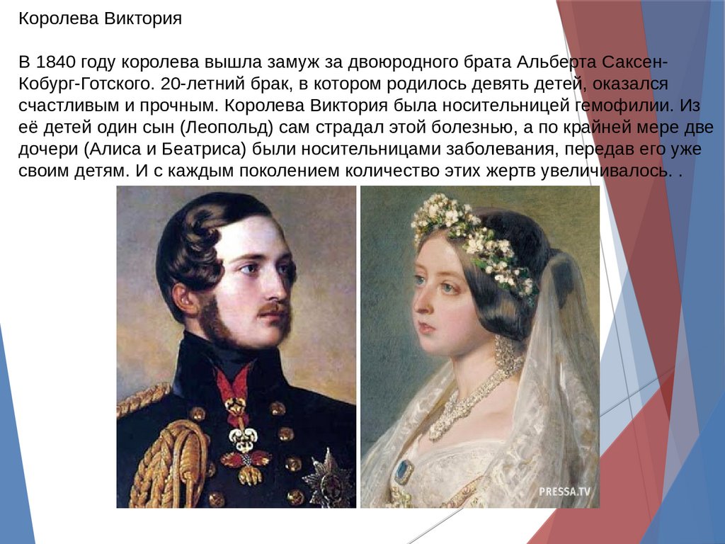 Младшая сестра раньше выходит замуж. Свадьба королевы Виктории 1840. Браки с двоюродными братьями и сестрами.