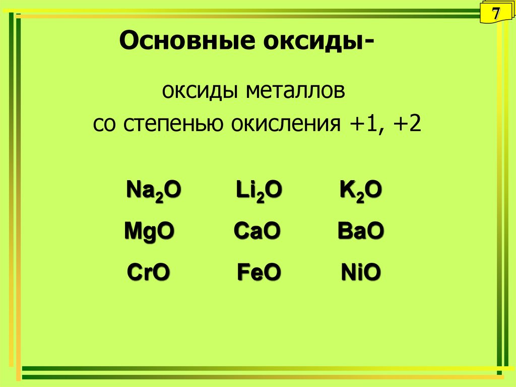 Основные оксиды-