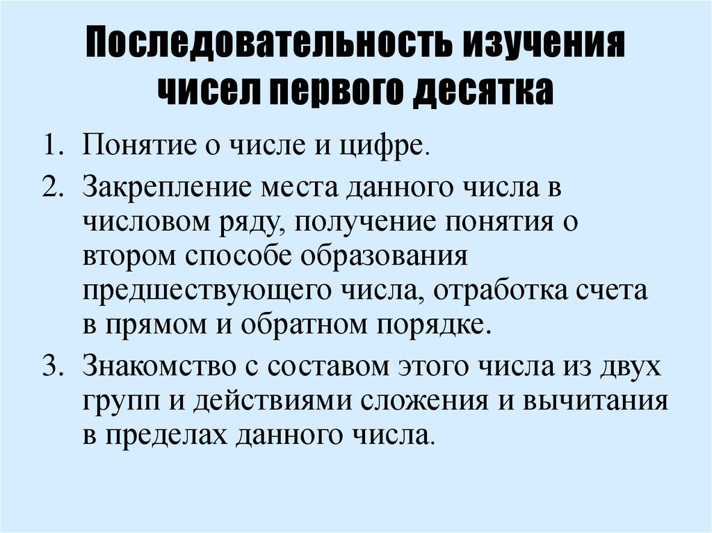 Последовательность изучения