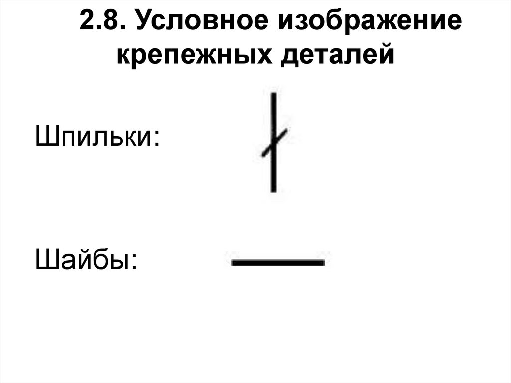 Условное изображение крепежных деталей