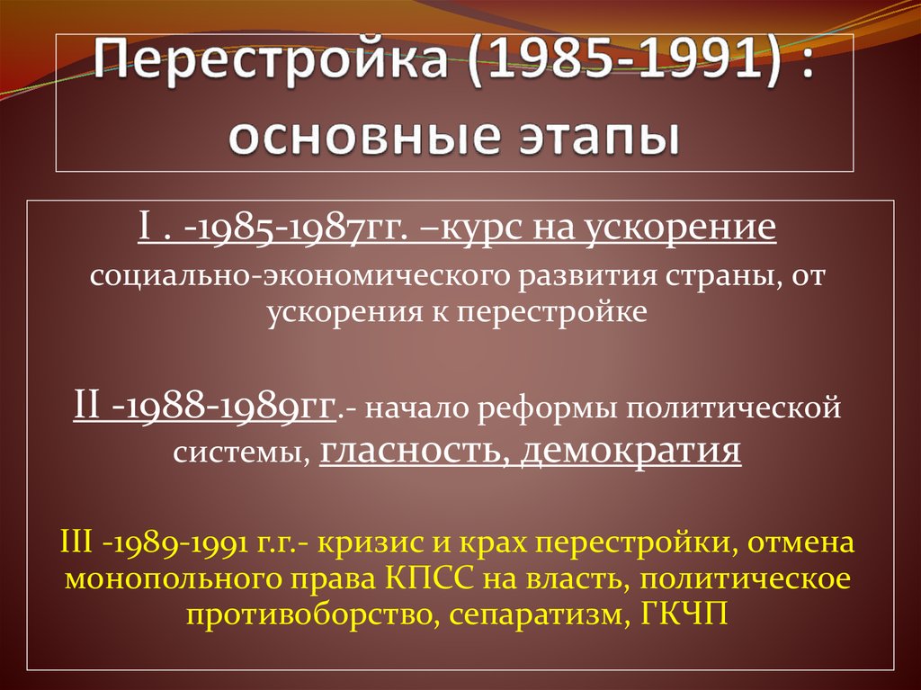 Эпоха 1985 1991 годов вошла в историю. Перестройка Горбачева 1985-1991. Горбачев 1985 перестройка. Перестройка 1985-1991 гг этапы. 1985 1991 Кризис.
