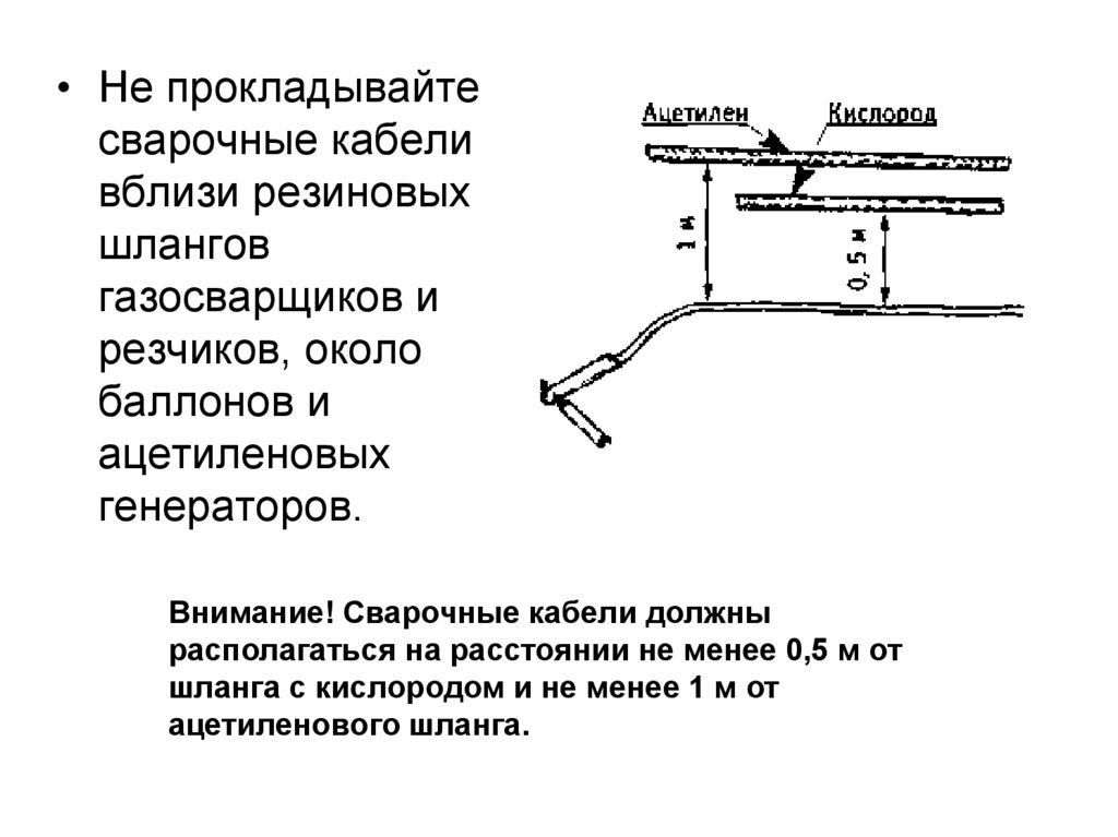 Расстояние от электрокабеля. Требования к сварочным кабелям. Расстояние кислородного баллона от сварочного кабеля. Где нельзя прокладывать сварочные провода. Расстояние от баллонов до сварочного кабеля.