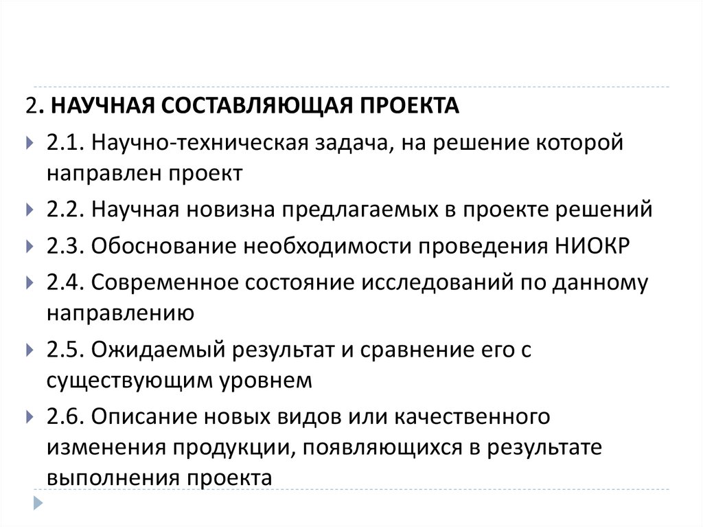 Составляющие проекта