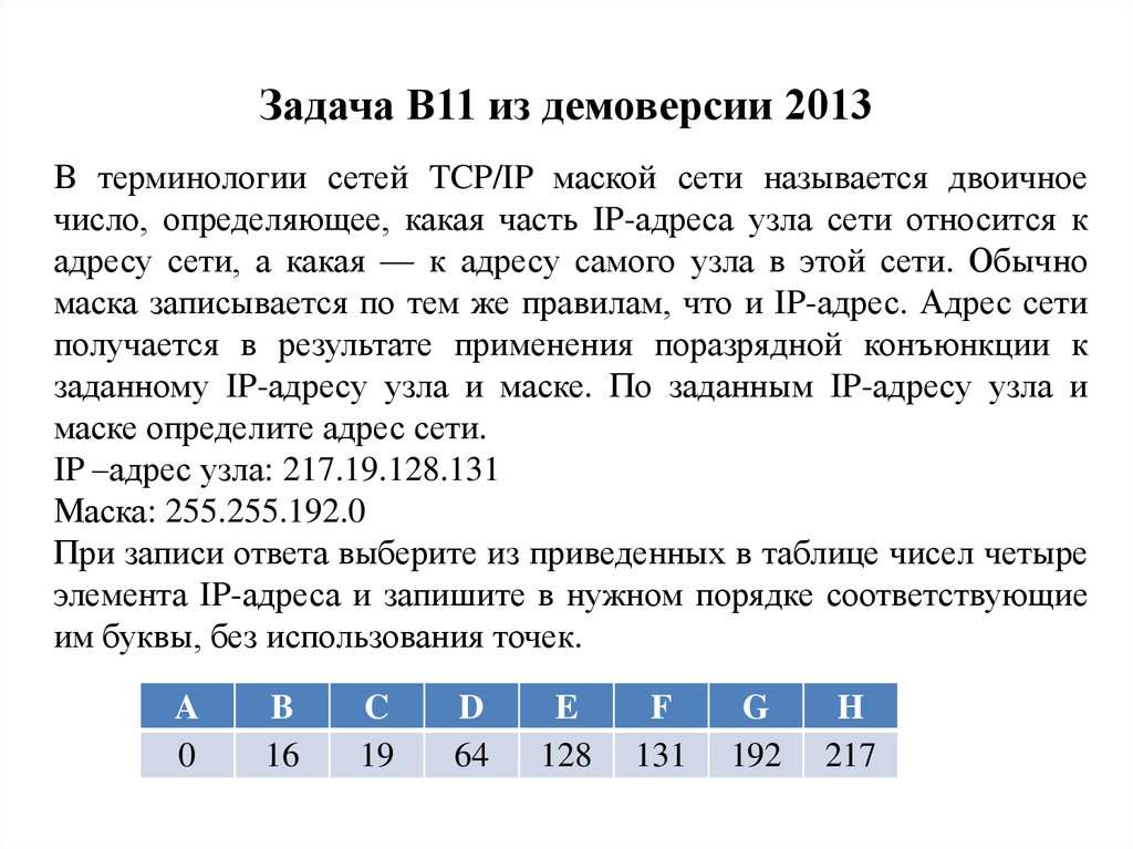 В терминологии сетей маской называется