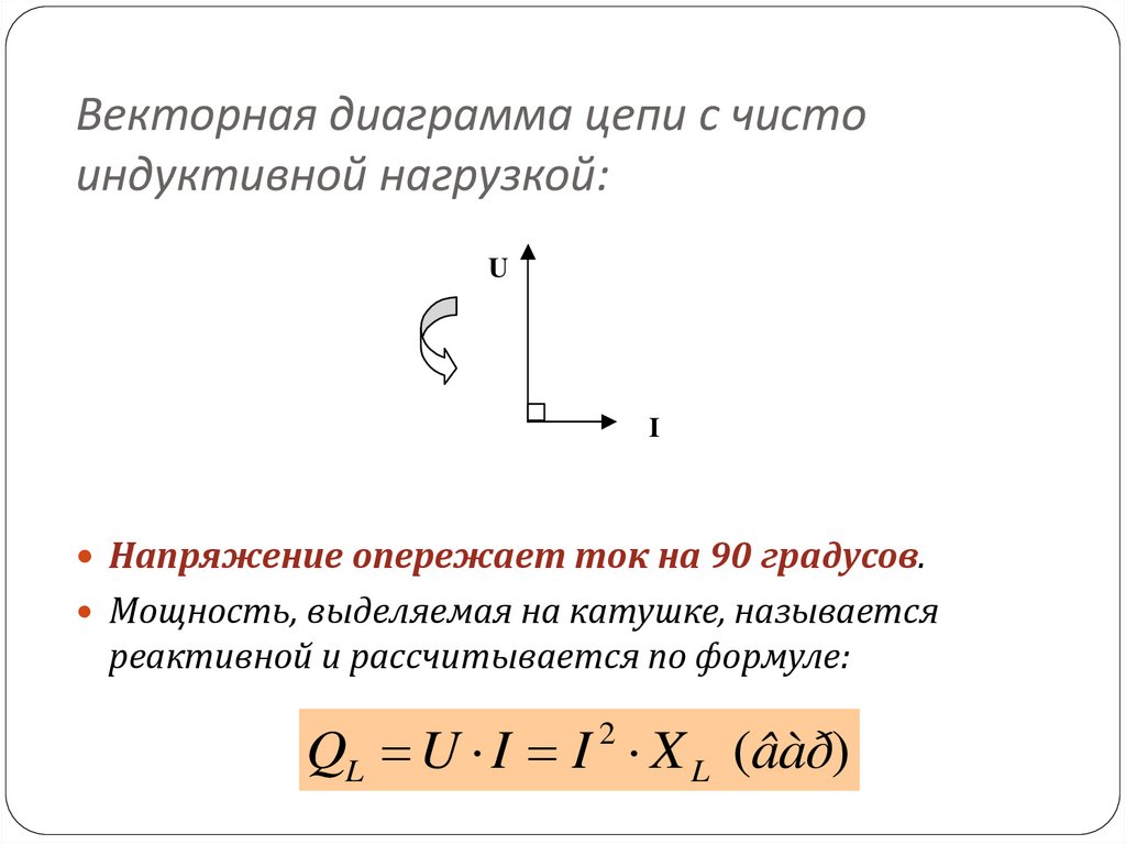 Векторная диаграмма цепи с активным сопротивлением и емкостью