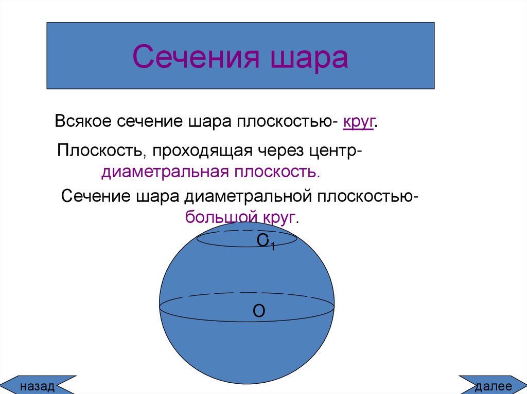 Сечение шара диаметральной плоскостью называется. Осевое сечение сферы и шара. Шар сечение шара плоскостью. Сечение сферы и шара плоскостью. Сечение шара диаметральной плоскостью.