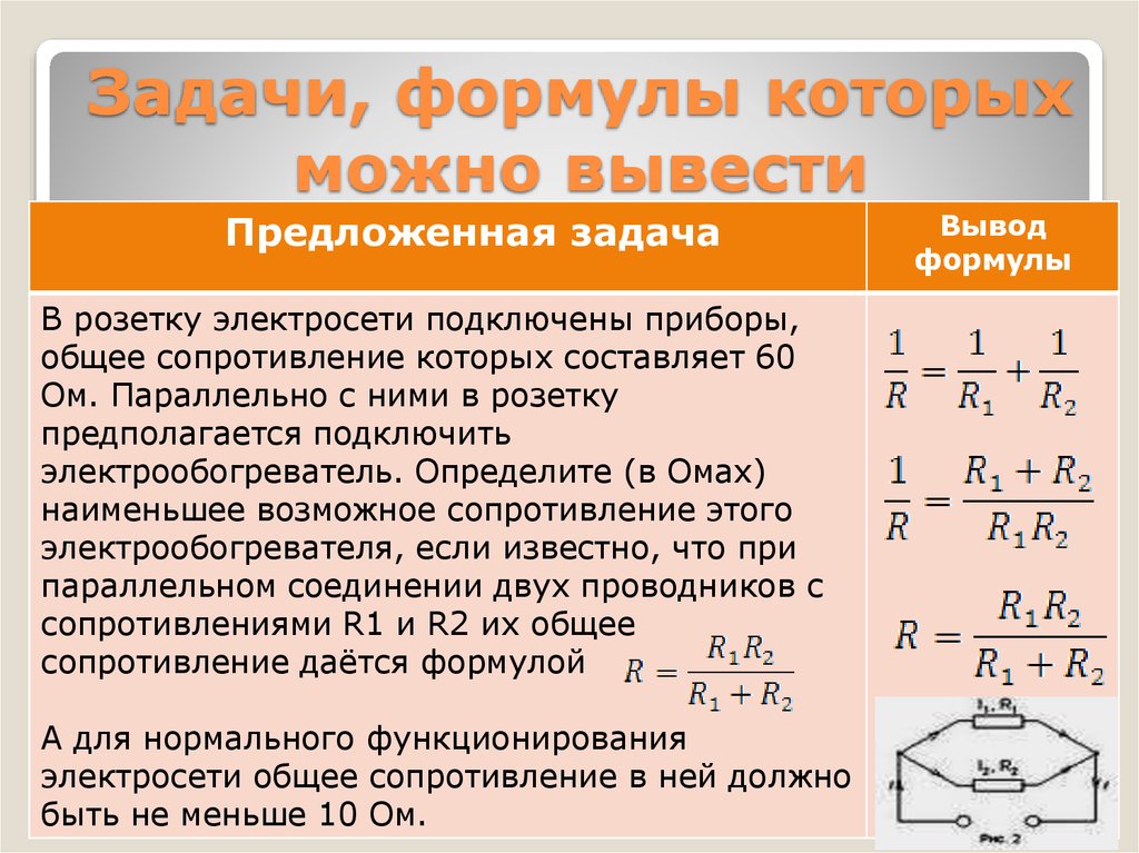 Задачи, формулы которых можно вывести