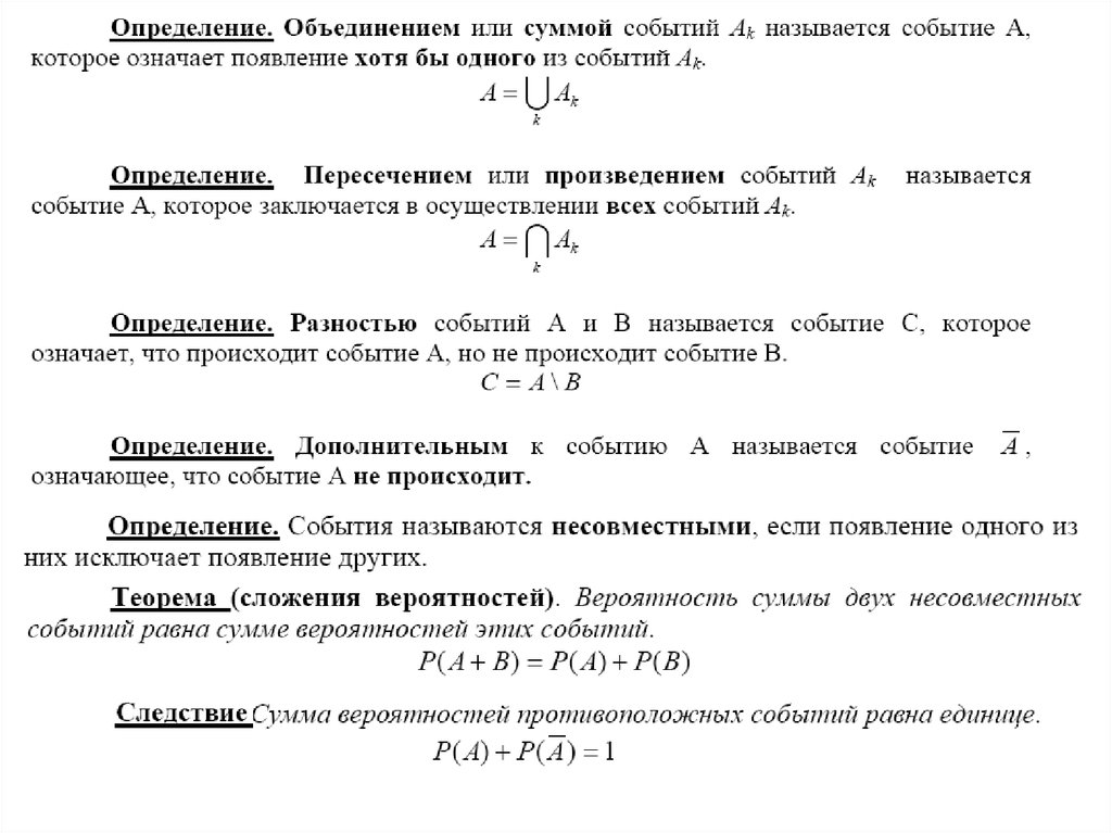 Сравнение вероятностей событий