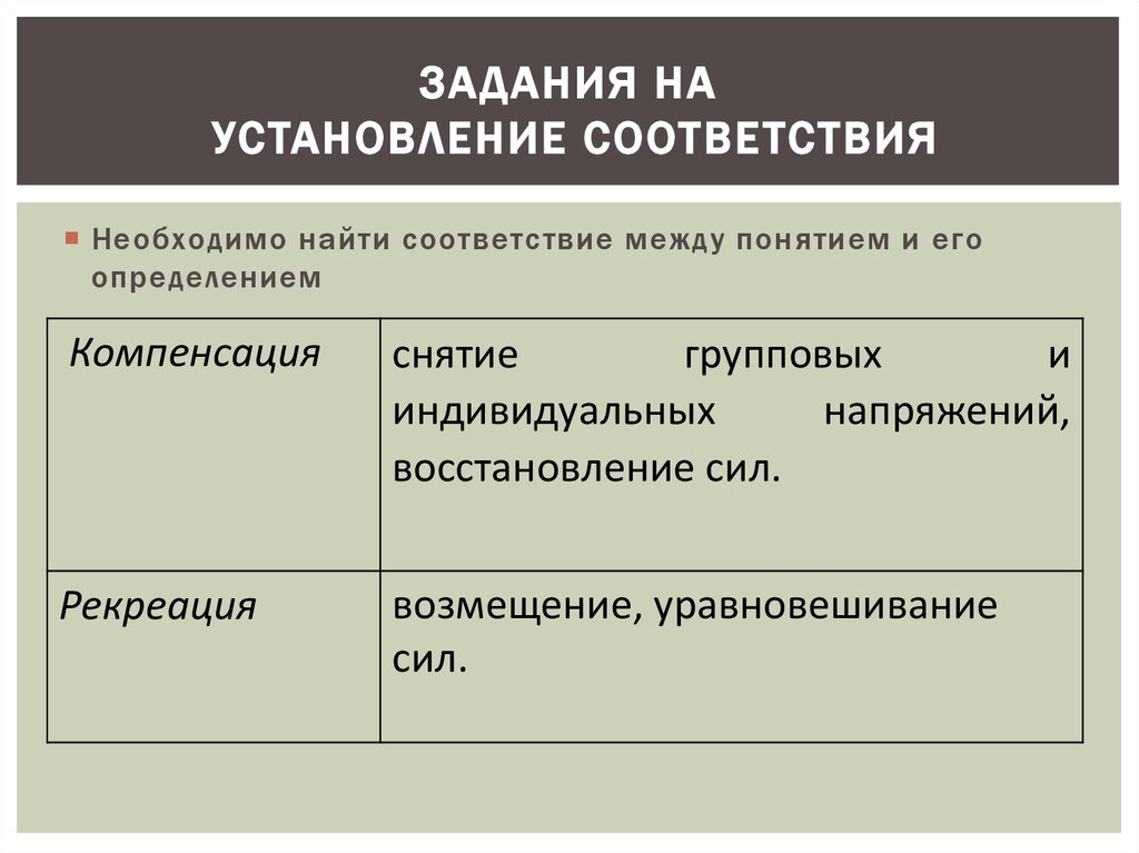 Вопросов на установление соответствия. Задание на установление соответствия. Задание на определение соответствия. Найдите соответствие определений..