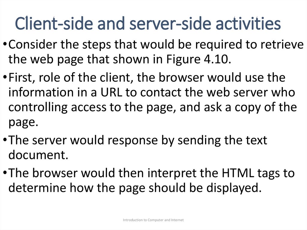 Client-side and server-side activities