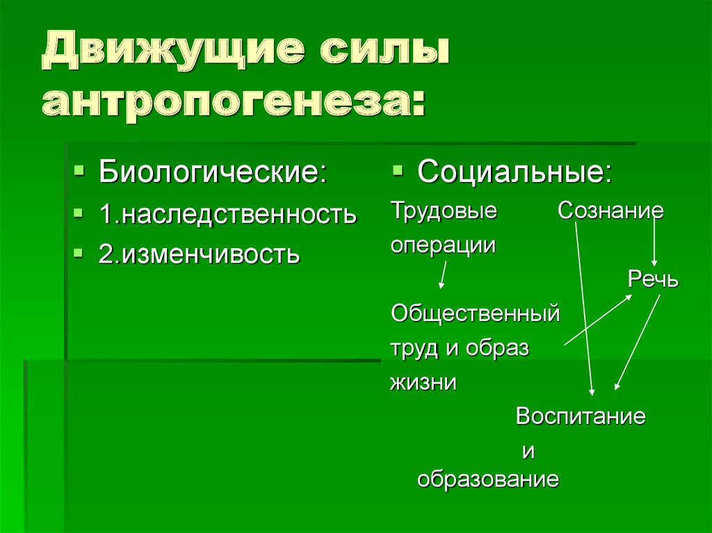 Факторы антропогенеза