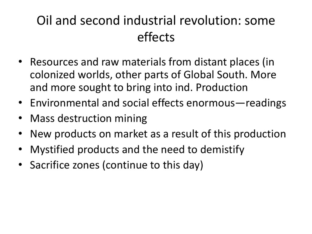 Oil and second industrial revolution: some effects