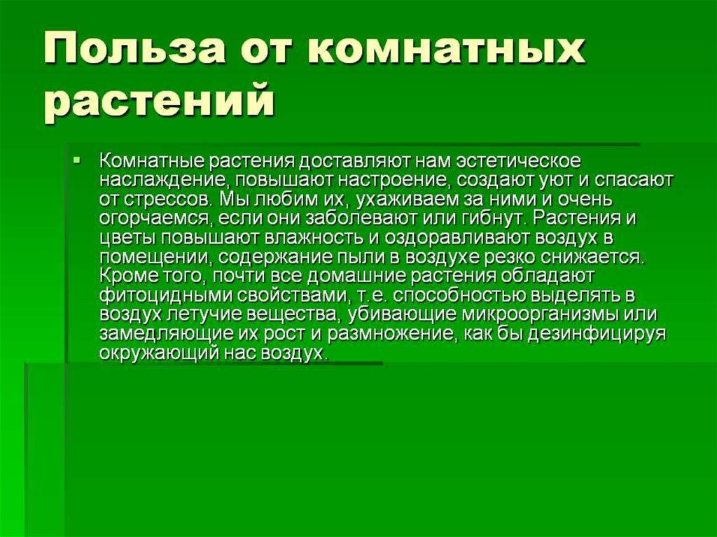 Вред и польза комнатных растений проект