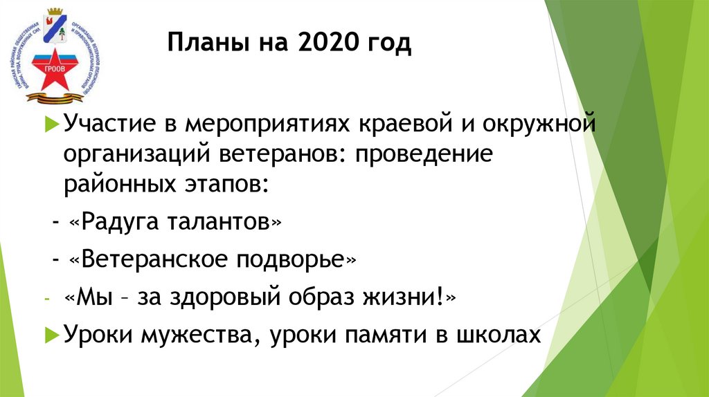 Планы на 2020 год