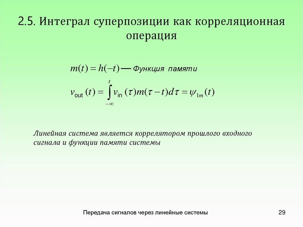 2.5. Интеграл суперпозиции как корреляционная операция