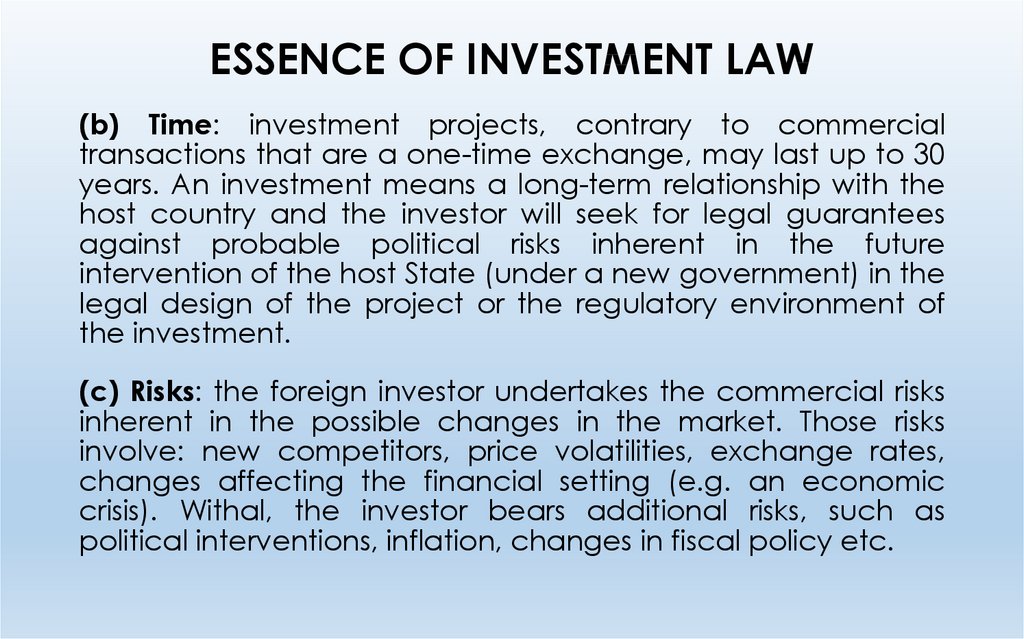 ESSENCE OF INVESTMENT LAW