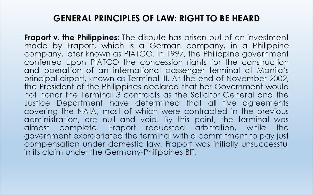 GENERAL PRINCIPLES OF LAW: RIGHT TO BE HEARD