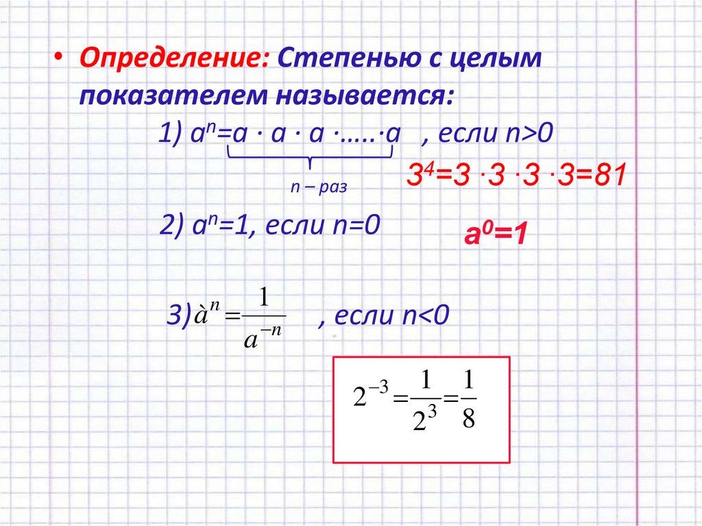 Степень с целым показателем 7 класс презентация