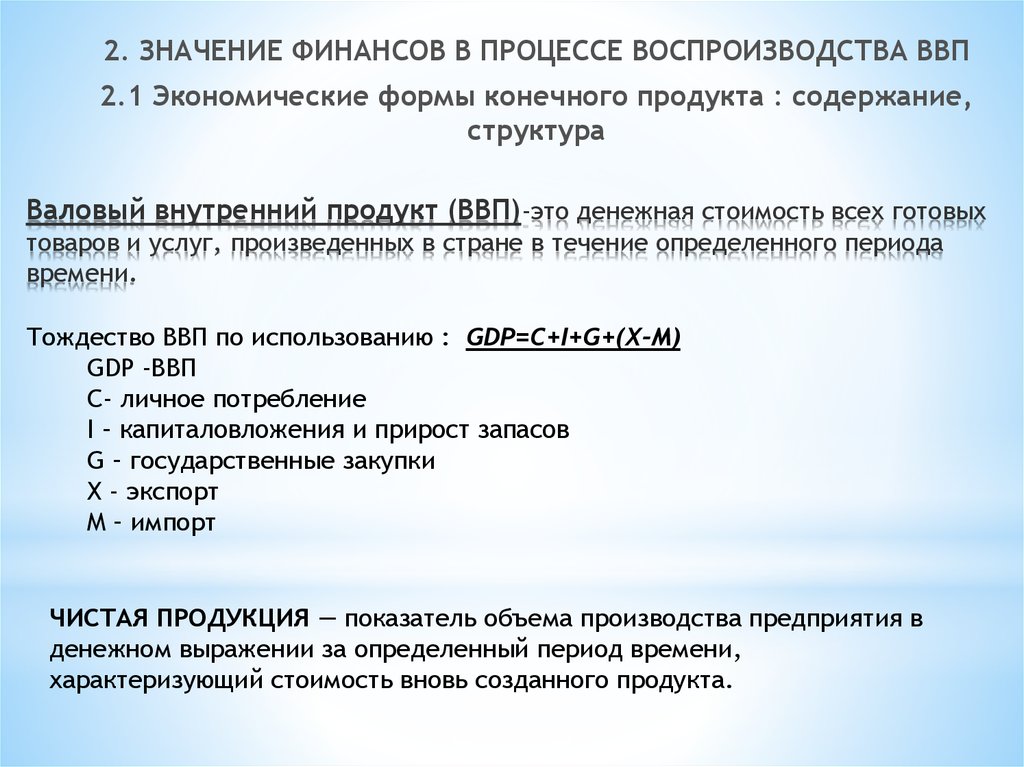 Воспроизводство валового продукта