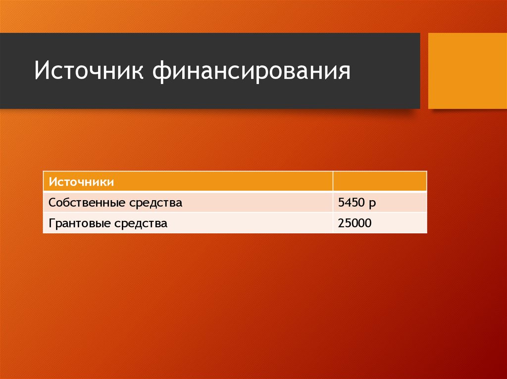 Источник финансирования