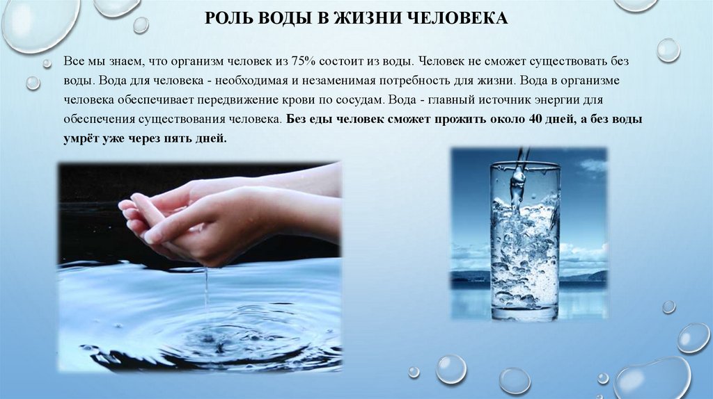 Роль воды в жизни человека