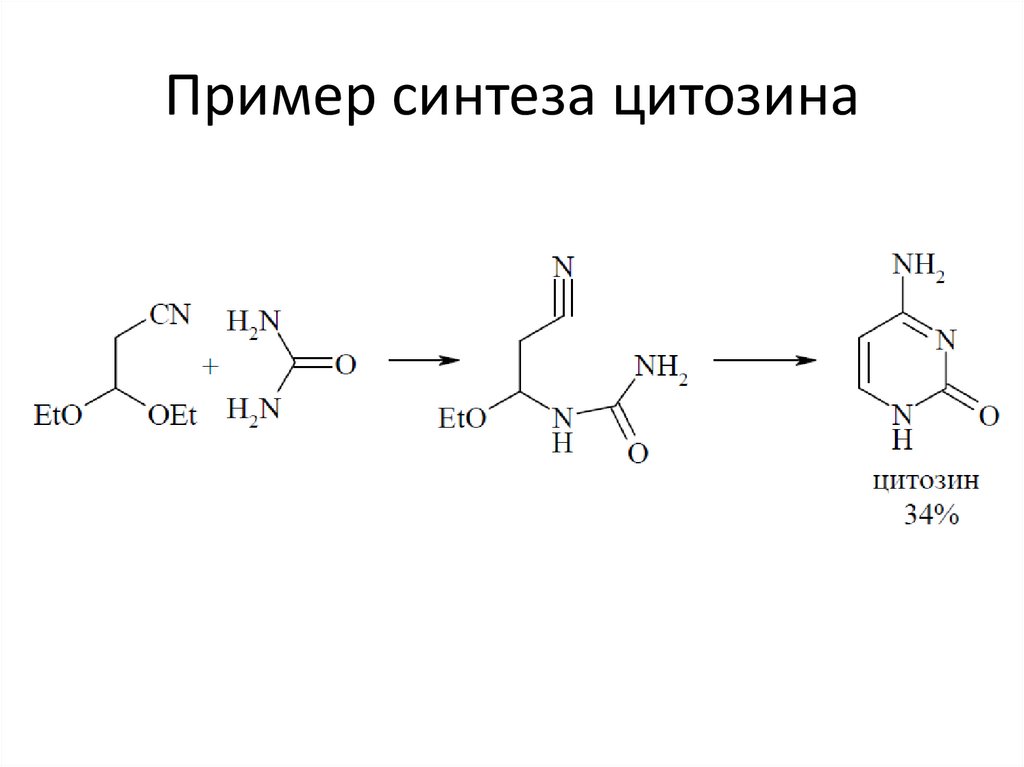 Реакция синтеза пример. Синтез цитозина. Реакция образования цитозина. Химический Синтез примеры. Синтез цитозина из пиримидина.
