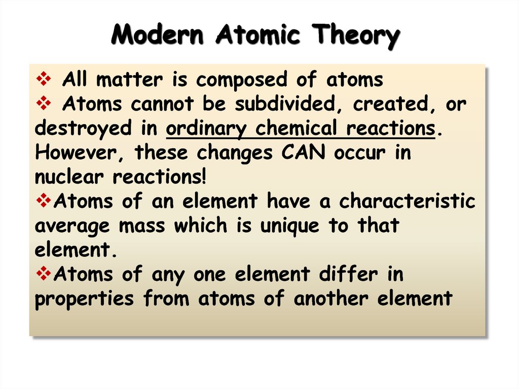 what does the atomic theory state