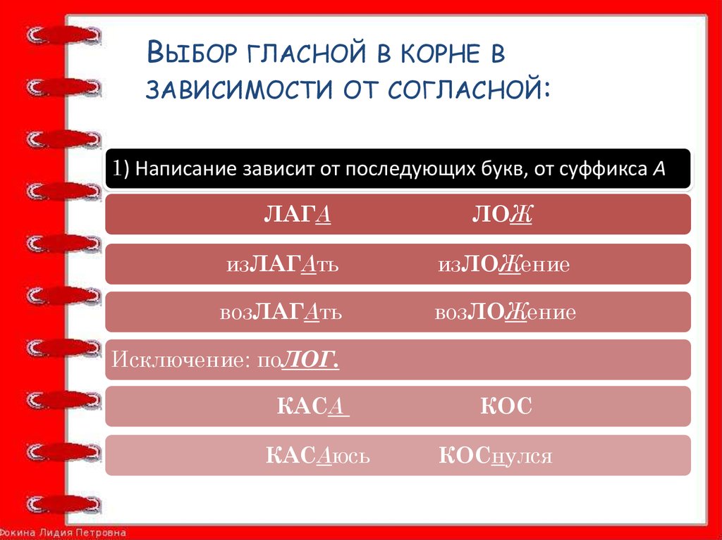 Гласная зависит от последующего гласного