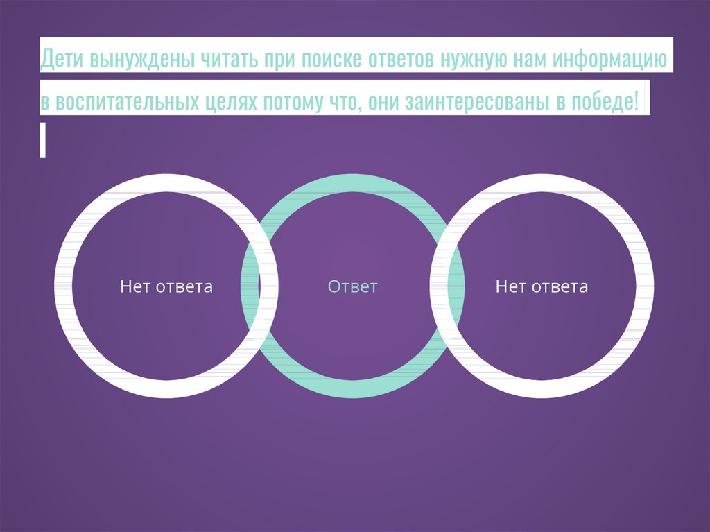 Дети вынуждены читать при поиске ответов нужную нам информацию в воспитательных целях потому что, они заинтересованы в победе!