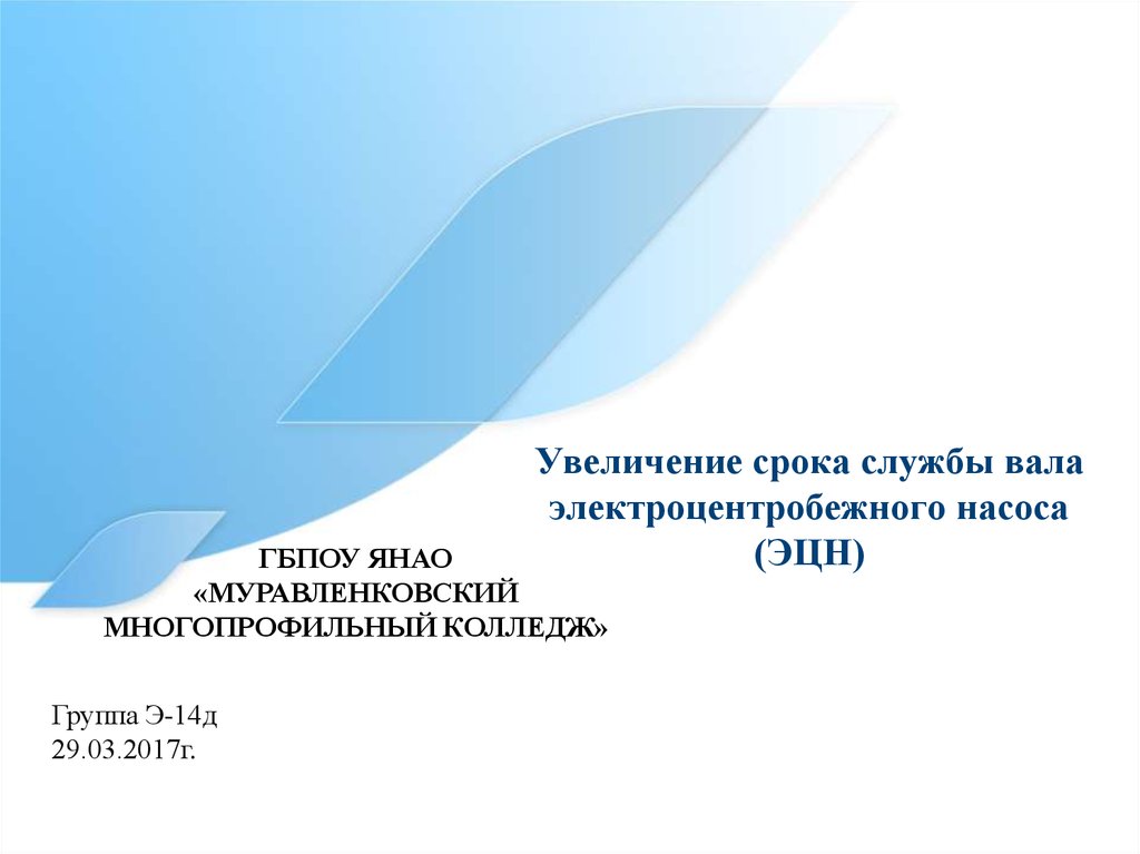 ГБПОУ ЯНАО «муравленковский многопрофильный колледж». Увеличение срока службы. Срок службы вала.