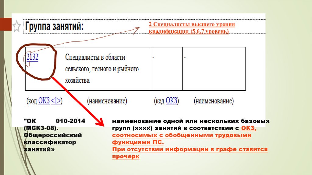 Код начальной группы занятий по окз директор