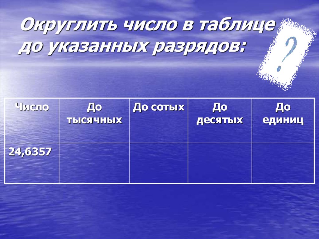 Округлите числа до нужного разряда. Округление таблица разрядов.