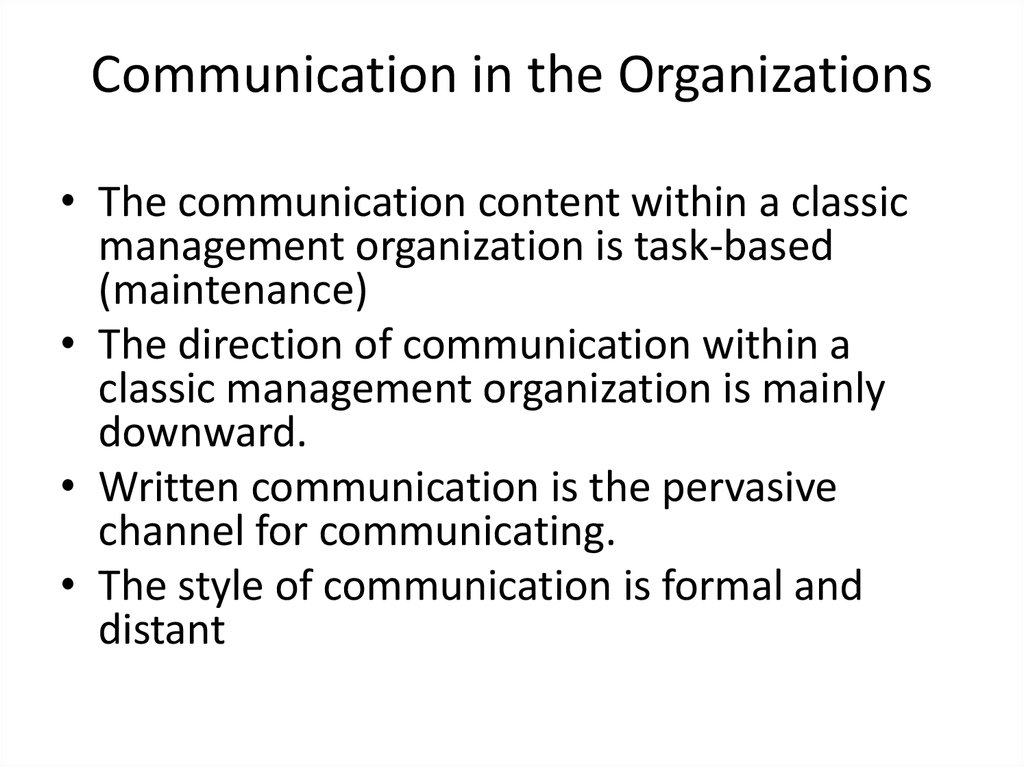 Communication in the Organizations