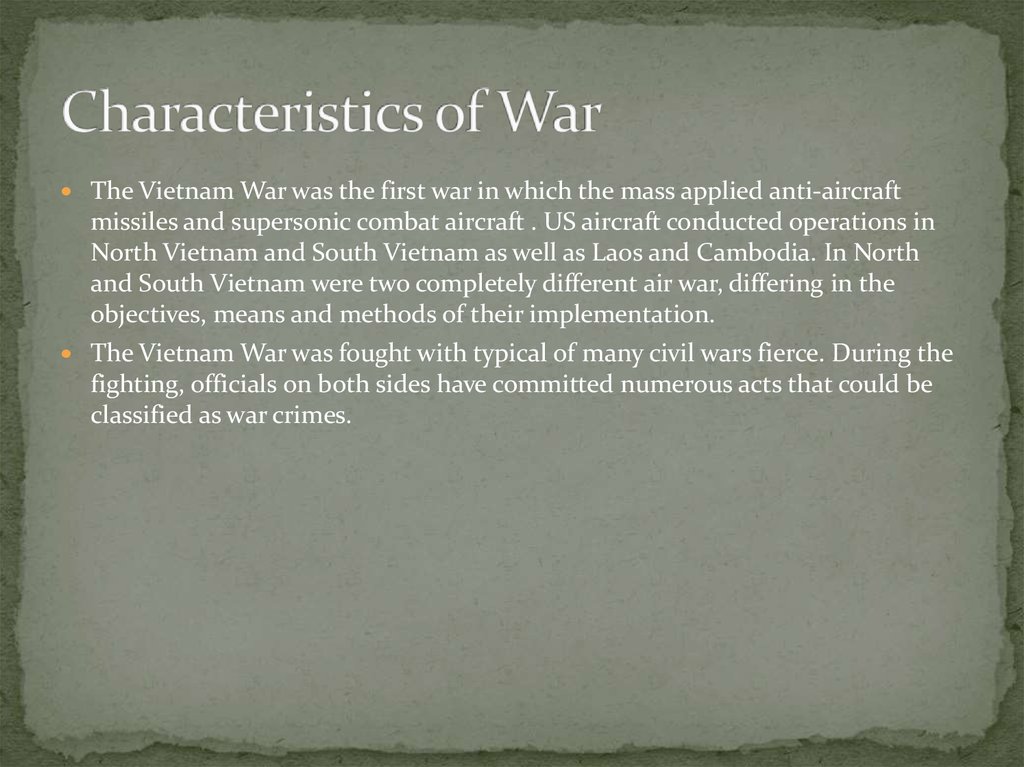 Characteristics of War