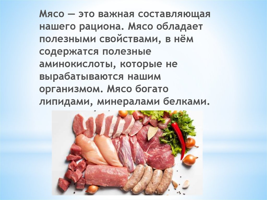 Проект на тему мясо и мясные продукты