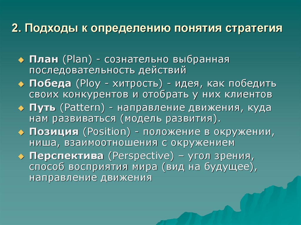 Концепция стратегии. Основные подходы к определению понятия стратегия. Основные подходы к определению понятия стратегическое планирование. Опредиление понятия стратег. Авторские подходы к понятию стратегия.