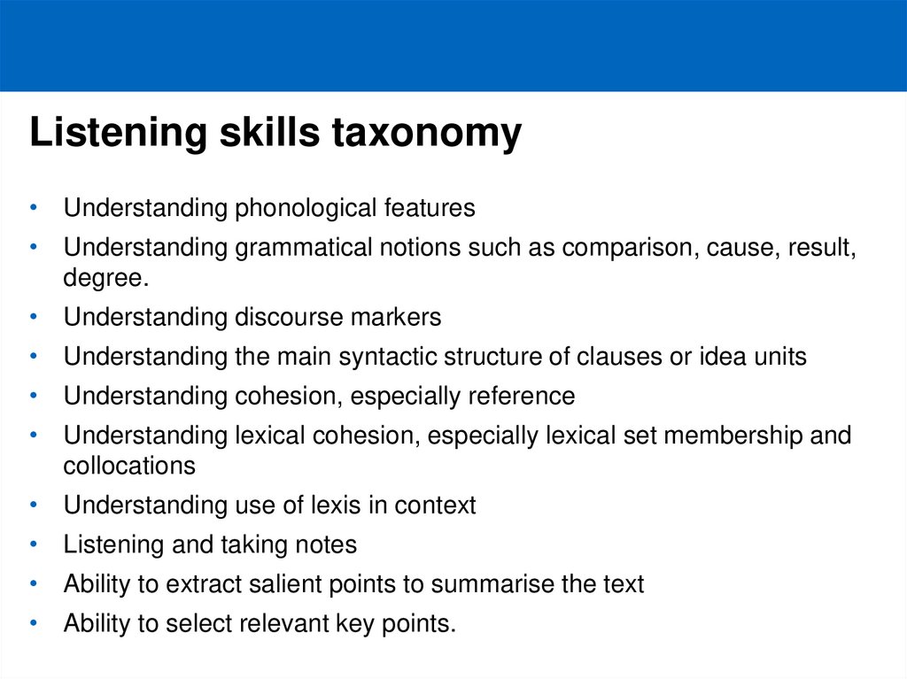 Listening skills taxonomy