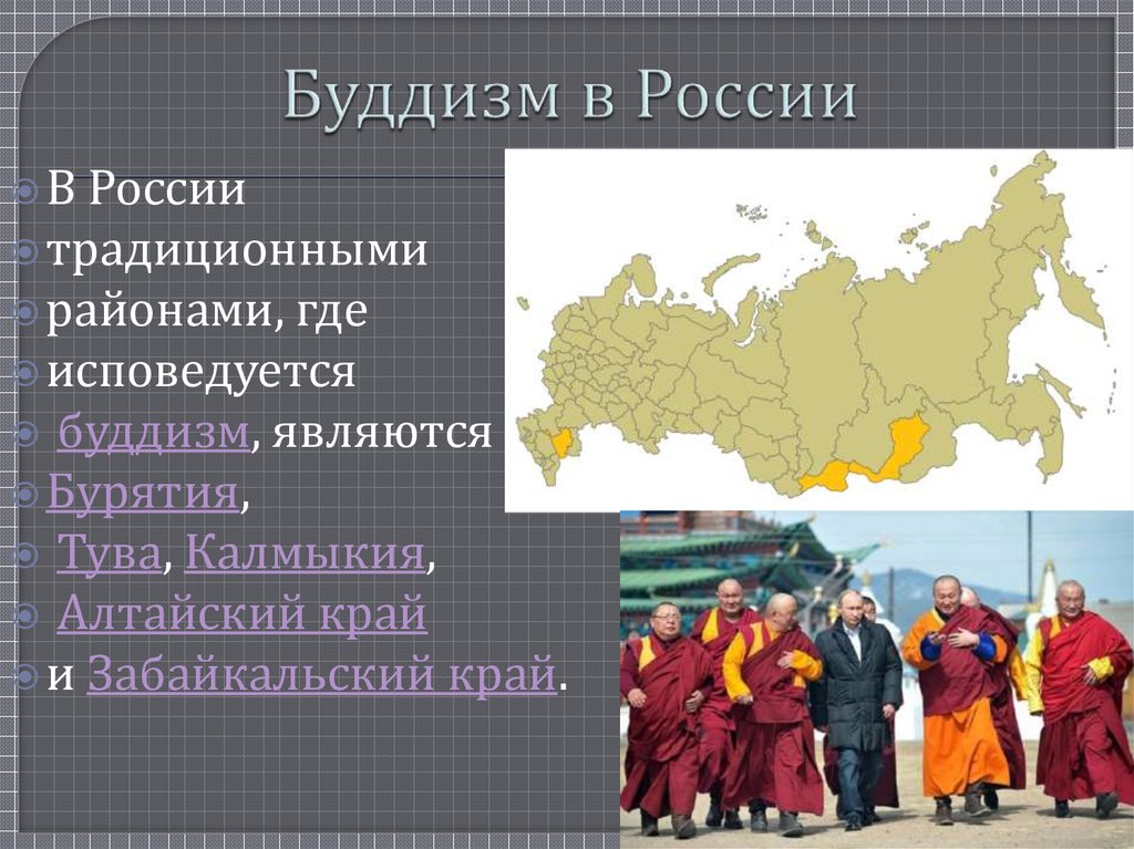 Перечислите какие народы россии исповедуют буддизм