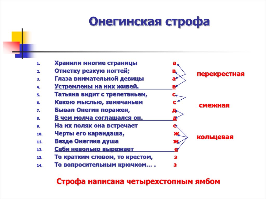 Как называются строчки в стихотворении. Схема онегинской строфы. Онегинская строфа. Онегинская строфа схема рифмовки. Виды строф в стихах.