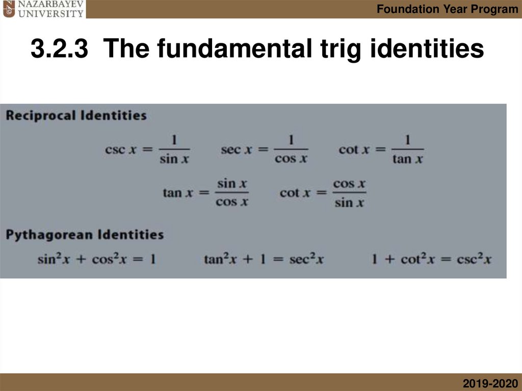 3.2.3 The fundamental trig identities