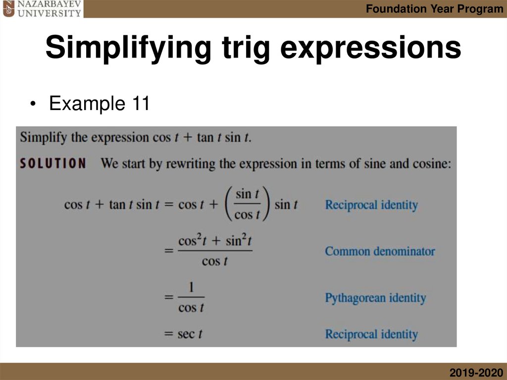 Simplifying trig expressions