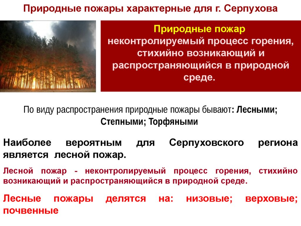 Природные пожары характерные для г. Серпухова