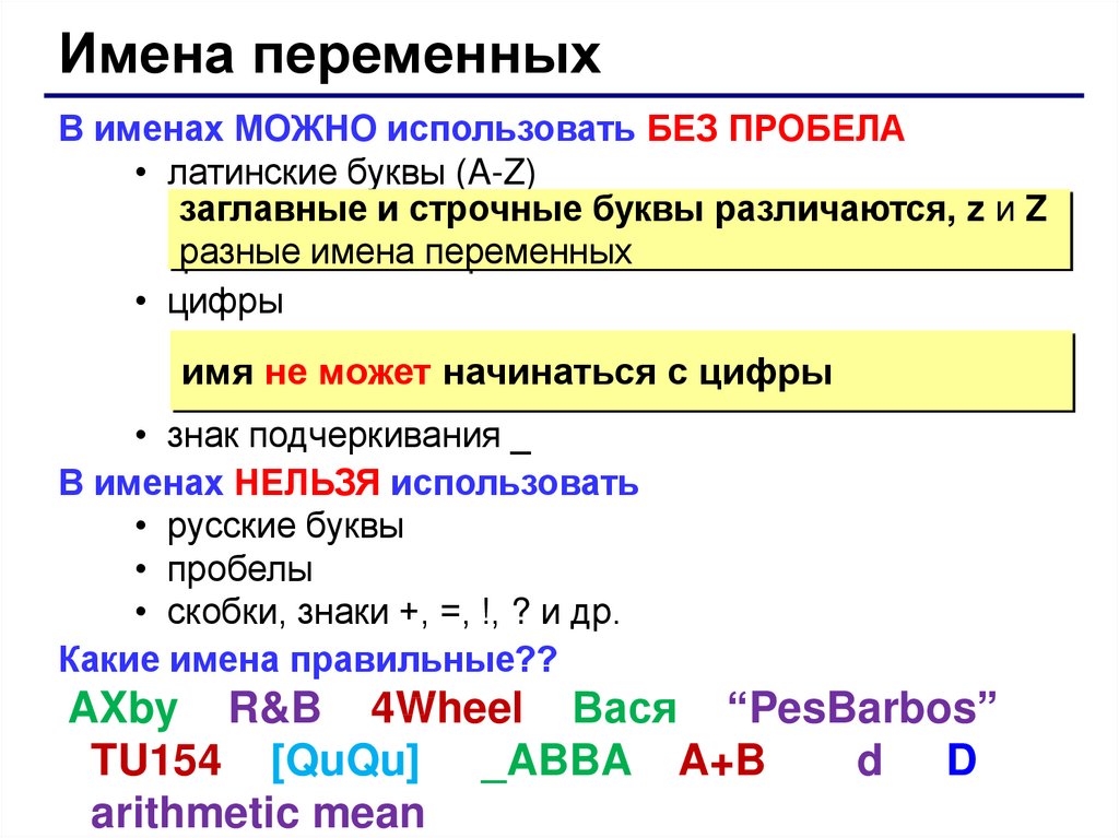 Какое имя переменной недопустимо в pascal. Имена переменных. Правильные названия переменных. Правильные имена переменных. Переменные имена переменных.