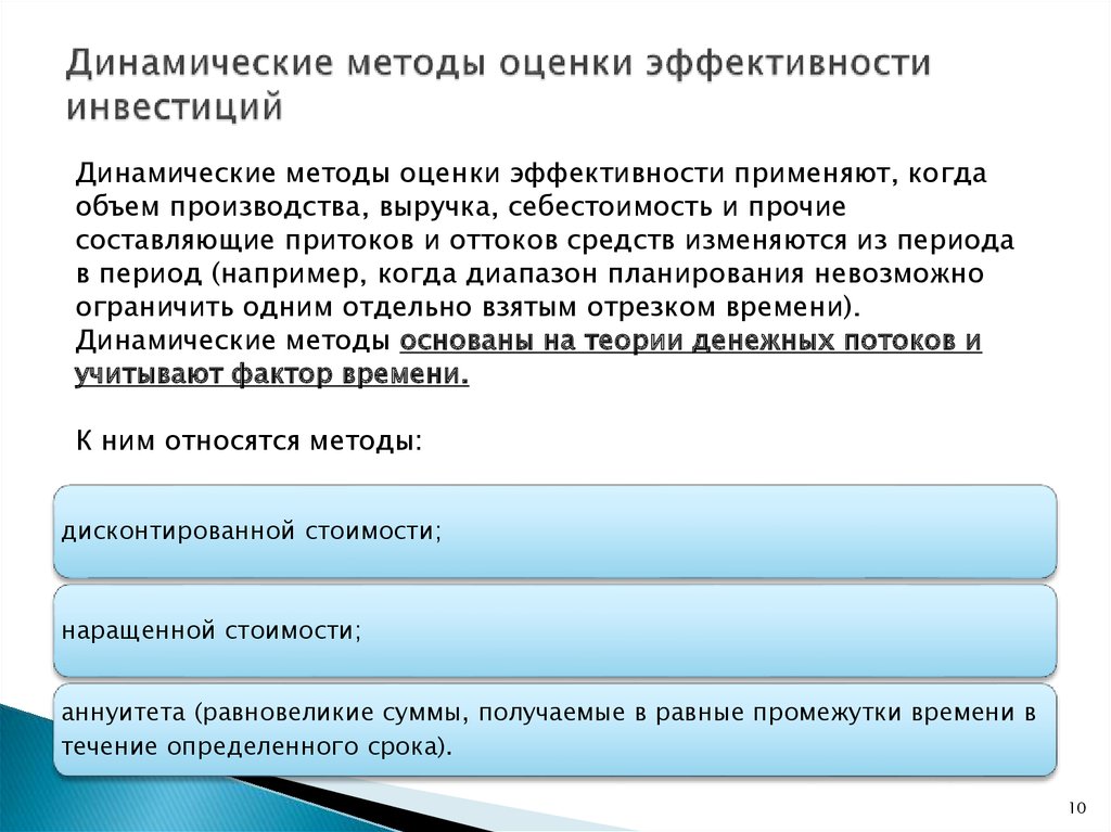 Динамические методы оценки экономической эффективности проектов это