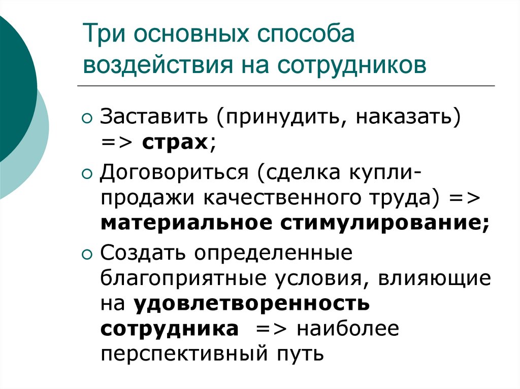 Влияние на сотрудников