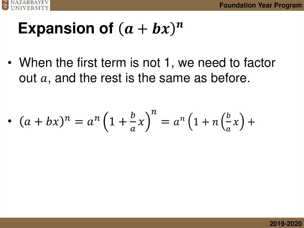 Expansion of (a+bx)^n