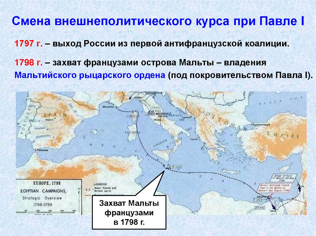 Контурная карта внешняя политика павла 1