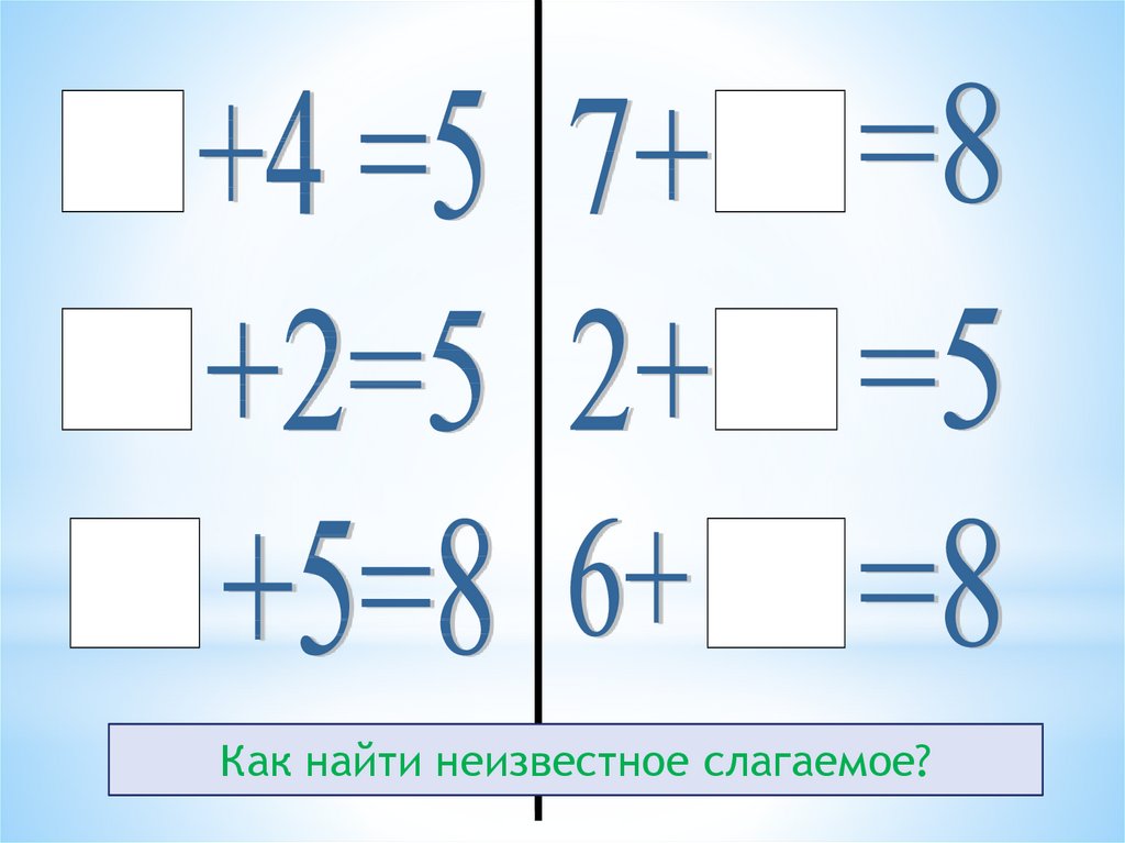 Нахождение неизвестного слагаемого 4 класс карточки уравнения