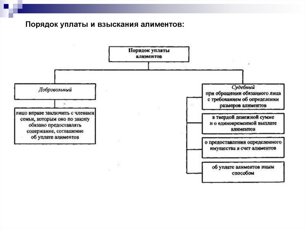 Алиментные обязательства схема